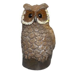 Vintage Figured Owl Wax Candle Unscented Brown Detailed 6" Tall Decor Collecting